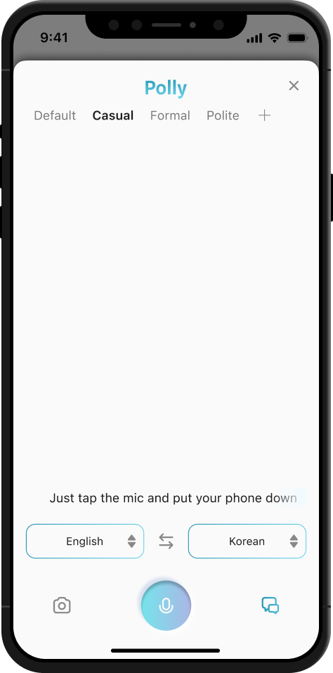 Conversation is recorded and translated automatically between languages