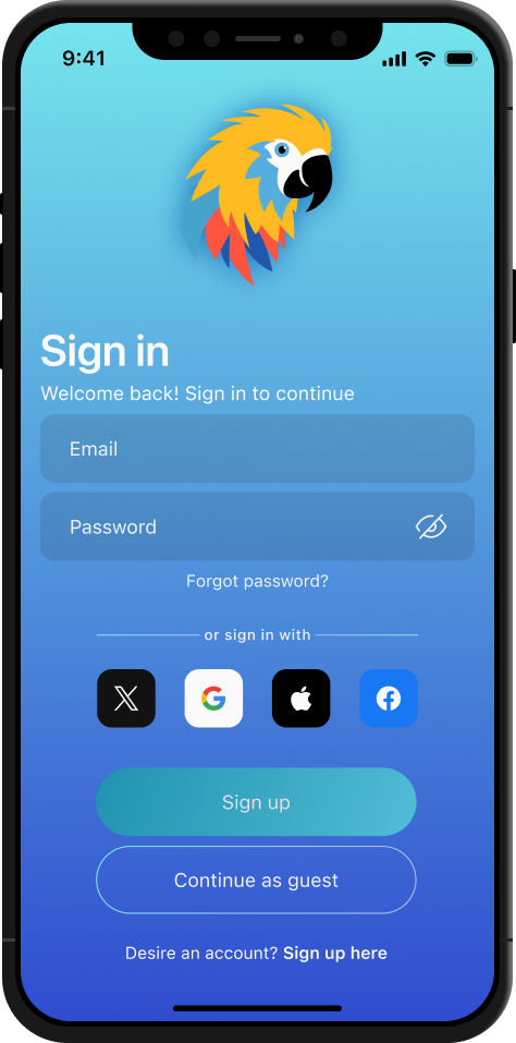 Sign in page for Polly