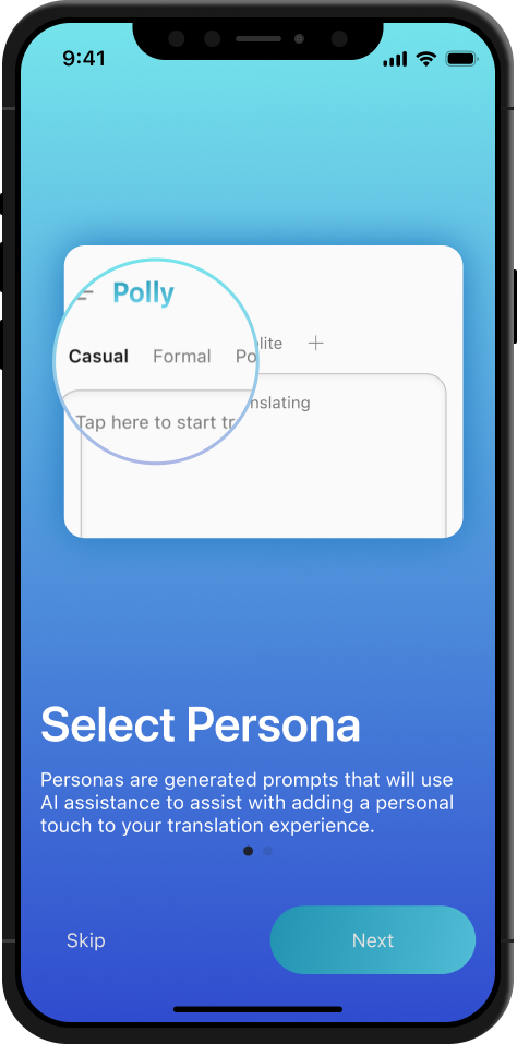 Onboarding selecting a Persona