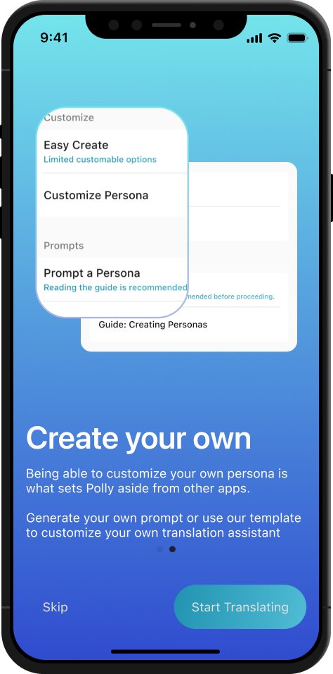 Onboarding creating a persona