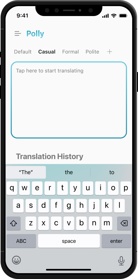 User typing something to translate