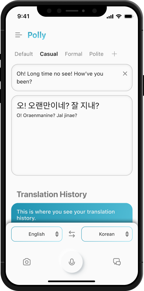 Translation presented in a casual persona